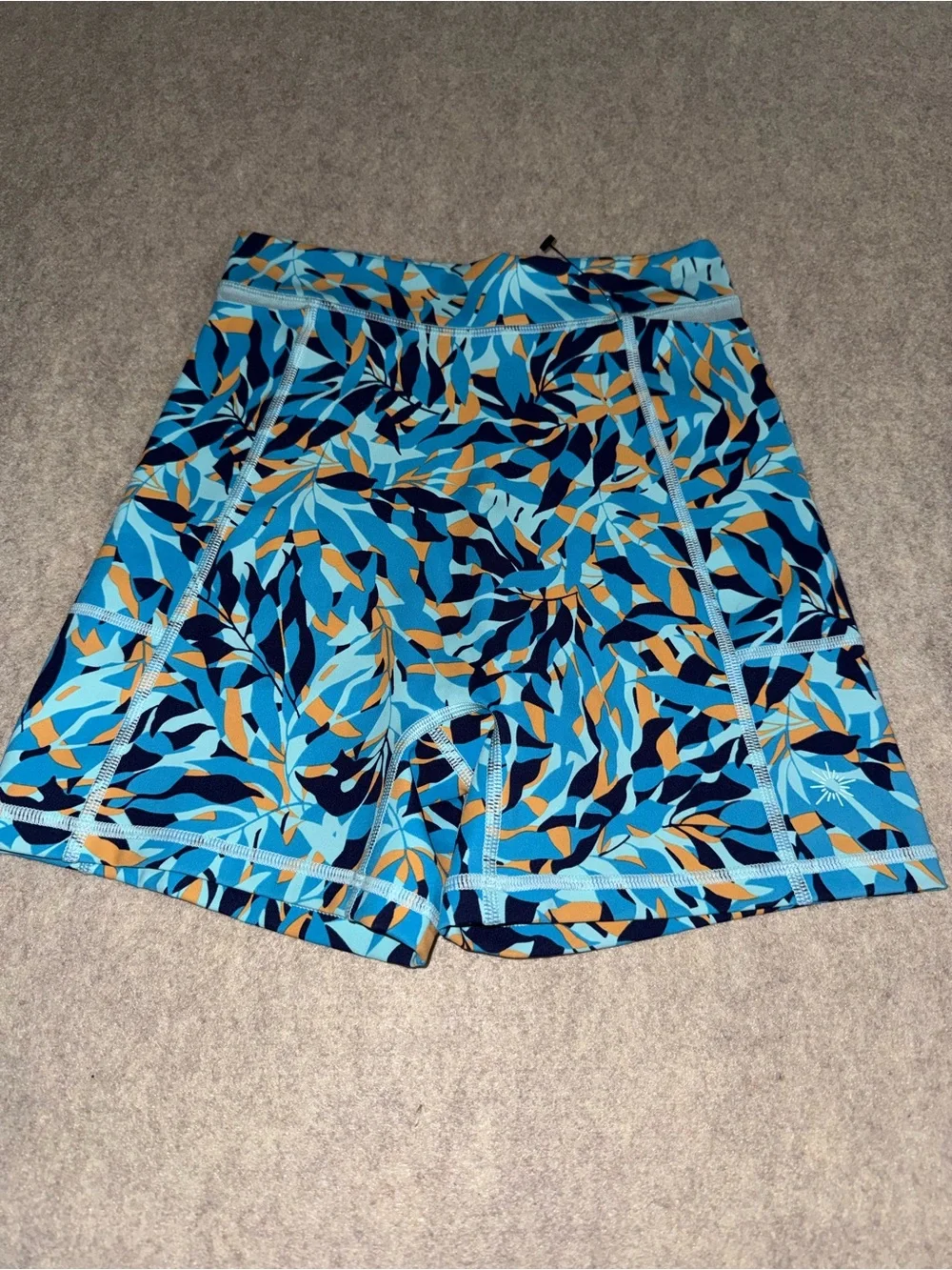 aerie Blue‎ Multi Leaf-Print Athletic Shorts